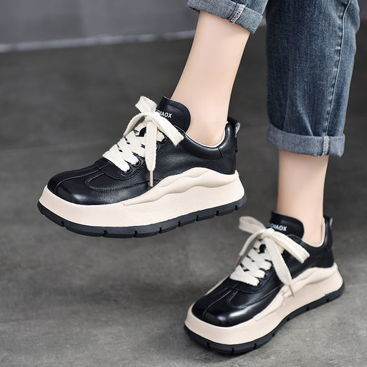 Women's Price Square Toe Laces Thick Bottom Casual Shoes