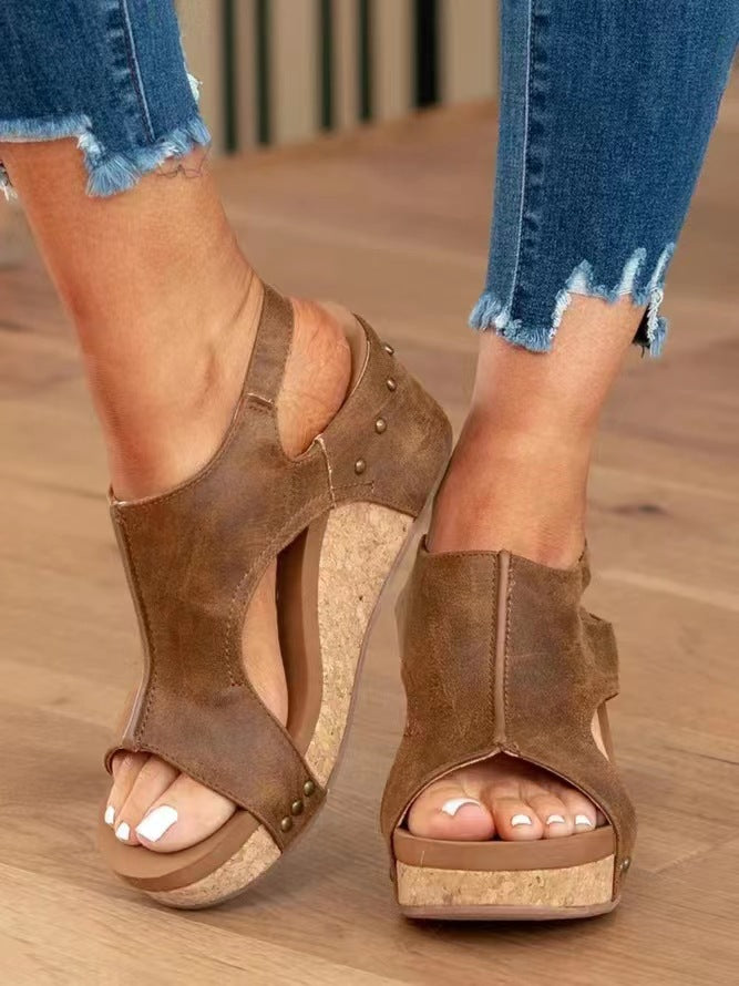 Women's Plus Size Wedge Fashion Peep Toe Sandals