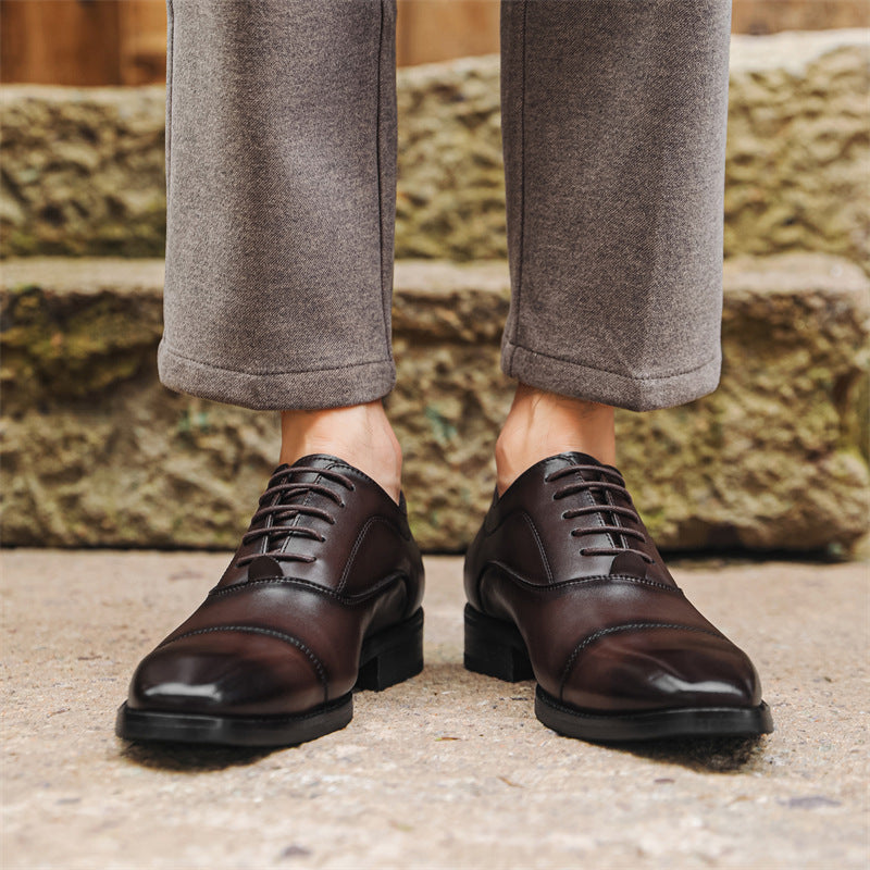 Men's Style Business Formal Square Toe Wedding Leather Shoes