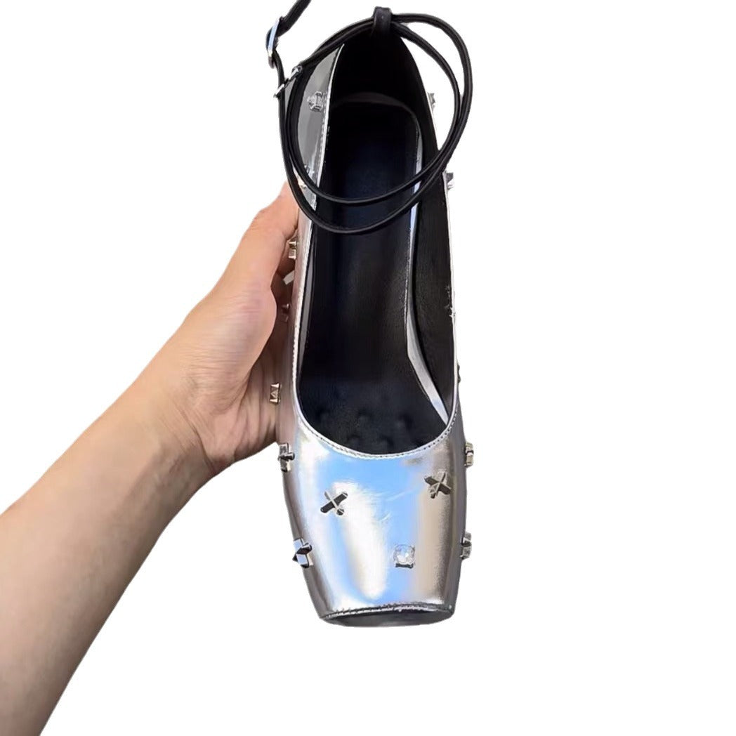 Women's High Classical Dance Black Chunky Mary Heels