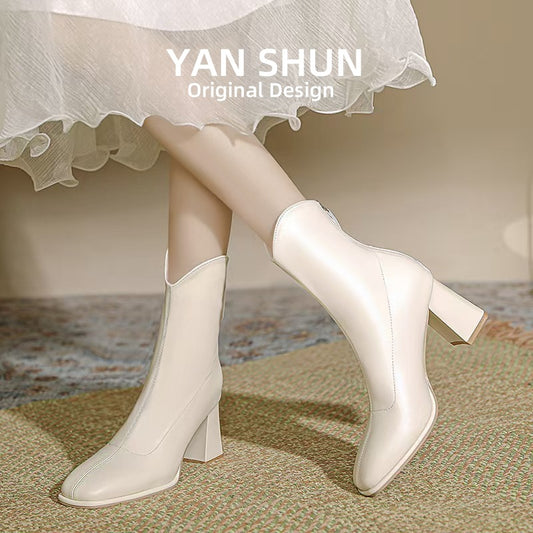 Women's Shun White Chelsea V Cut Fleece-lined Boots
