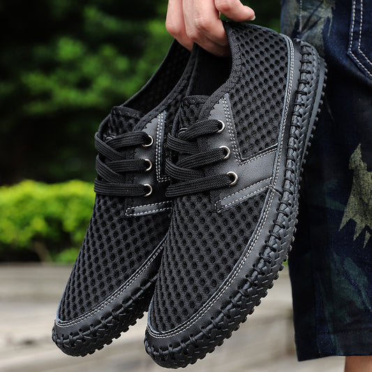 Men's Mesh Lightweight Slip-on Large Sports Soft Leather Shoes