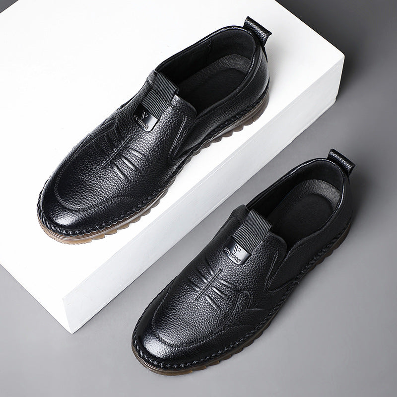 Men's Spring First Layer Cowhide Soft Bottom Casual Shoes