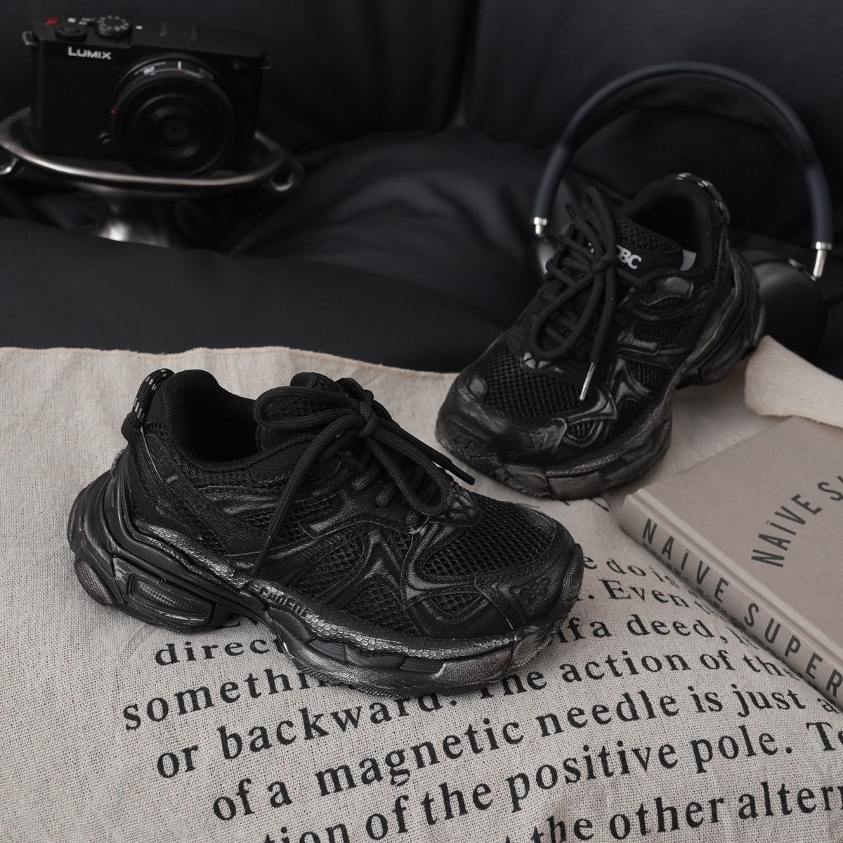 Children's Paris Dirty Retro Clunky Boys Velcro Kid's Sneakers