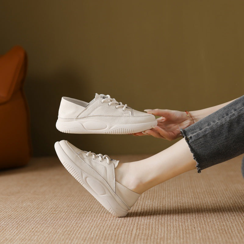Women's Cattlehide Surface White Spring Comfortable Breathable Casual Shoes