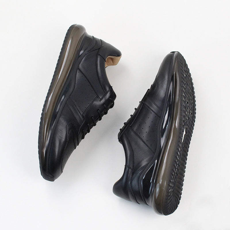 Men's First Layer Cowhide Running Thick Bottom Sneakers
