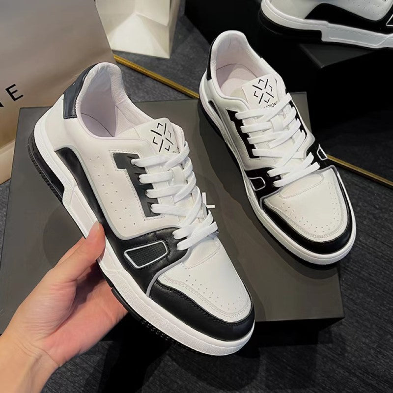 Men's Temperament Low Cut Cowhide Flat Small Sports Men's Board Shoes