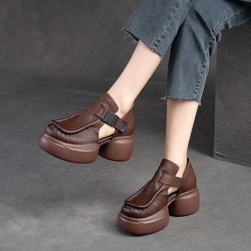 Women's Shu Breathable Closed Toe Hollow Velcro Heels