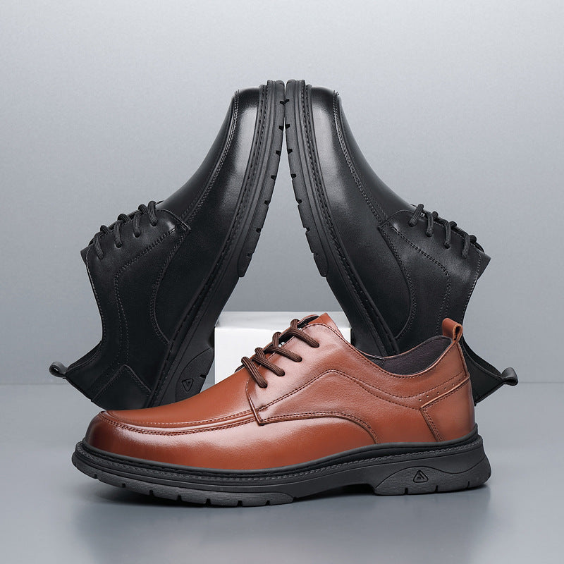 Men's Layer Cowhide British Fashion Soft Bottom Leather Shoes
