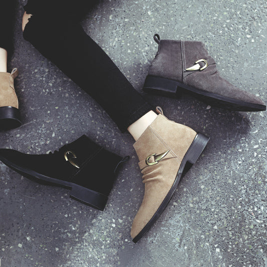 Men's Martin Suede Cowhide British Retro Fashion Korean Style Boots