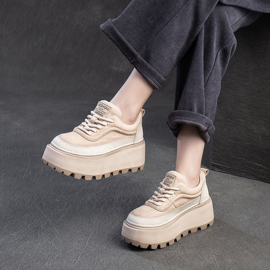 Women's Small Height Increased Retro British Style Casual Shoes