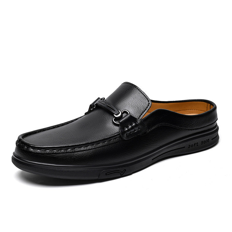 Men's Muller Half Slip-on Cowhide Surface Flat Men's Shoes