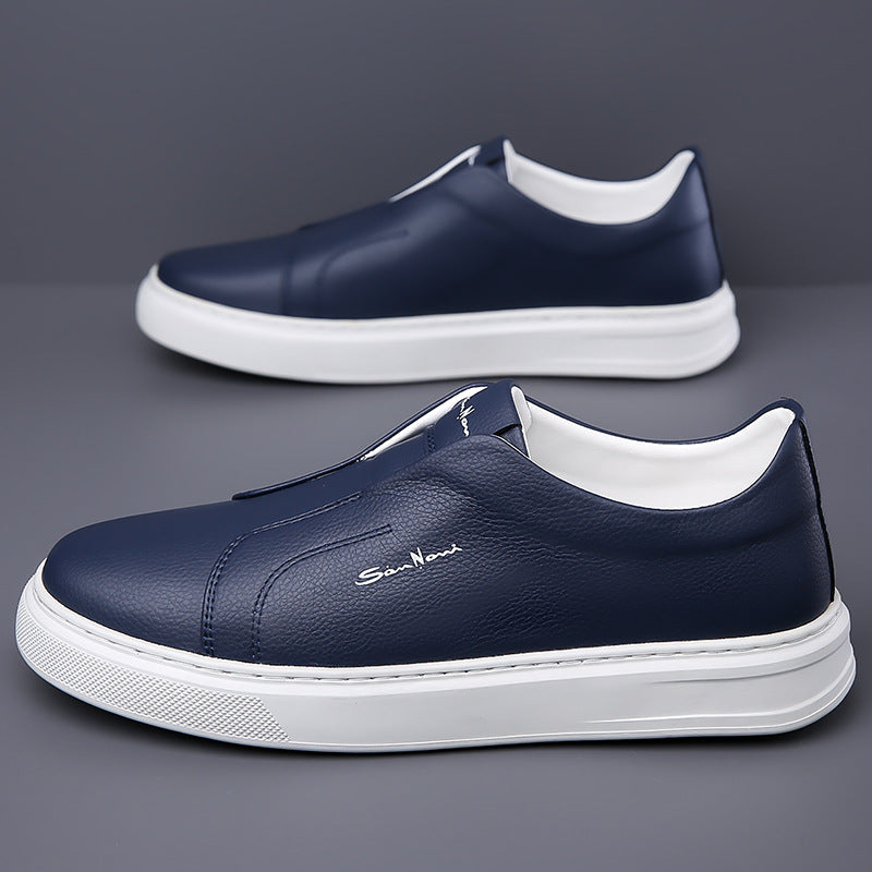 Men's Breathable Korean Style Flat Soft Bottom Leather Shoes