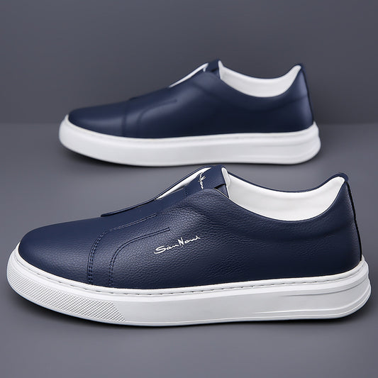 Men's Breathable Korean Style Flat Soft Bottom Leather Shoes