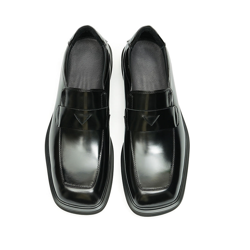 Men's Big Toe Retro Paint Bright Slip-on Lightweight Cowhide Formal Leather Shoes