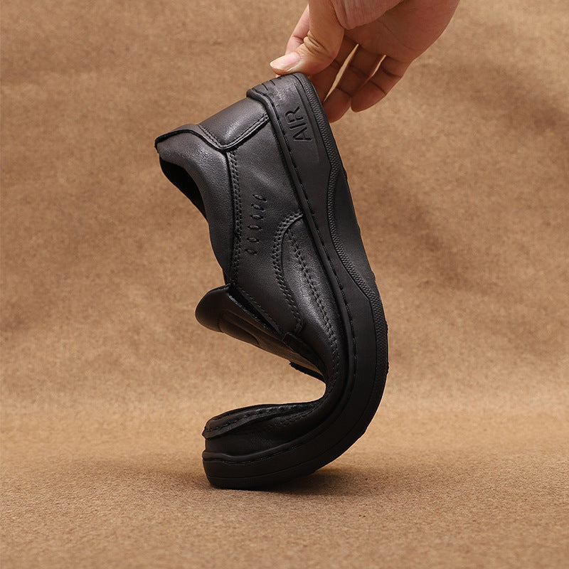 Men's Soft Leisure Slip On First Layer Cowhide Autumn Sleeve Wire Men's Business Leather Shoes