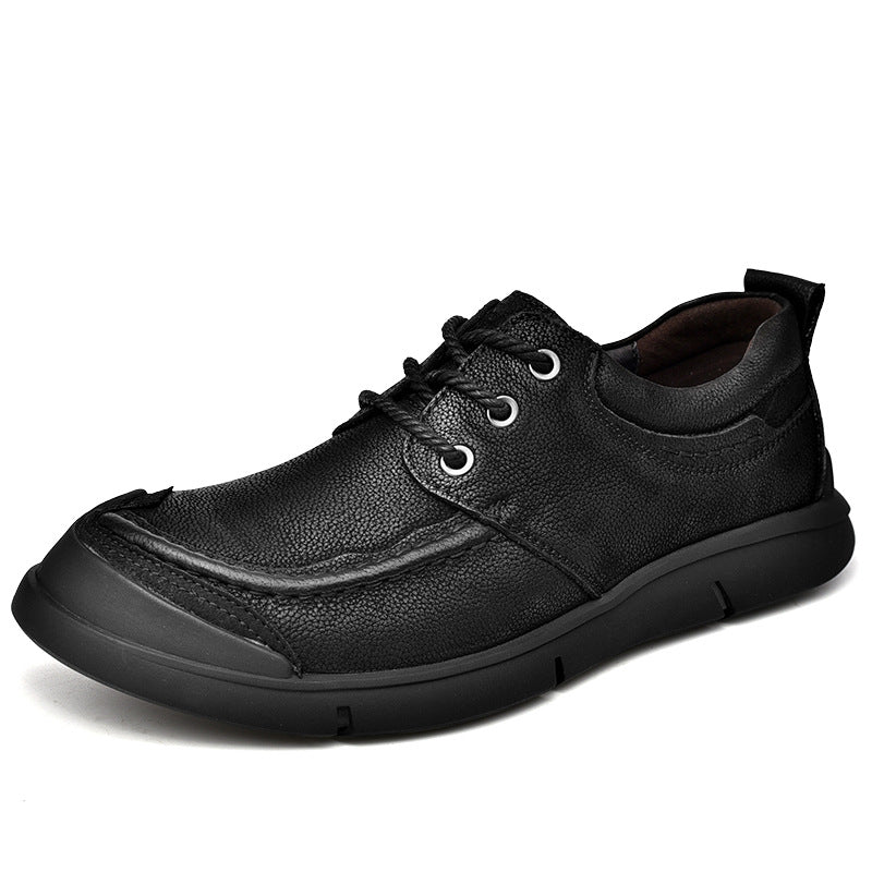 Men's First Layer Cowhide Breathable Soft Bottom Low Top Leather Shoes