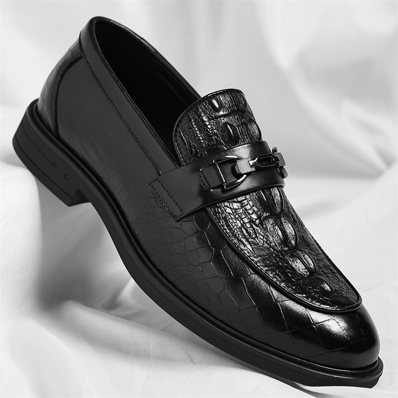 Men's Autumn Platform Slip-on Lofter Male Crocodile Pattern Men's Business Leather Shoes