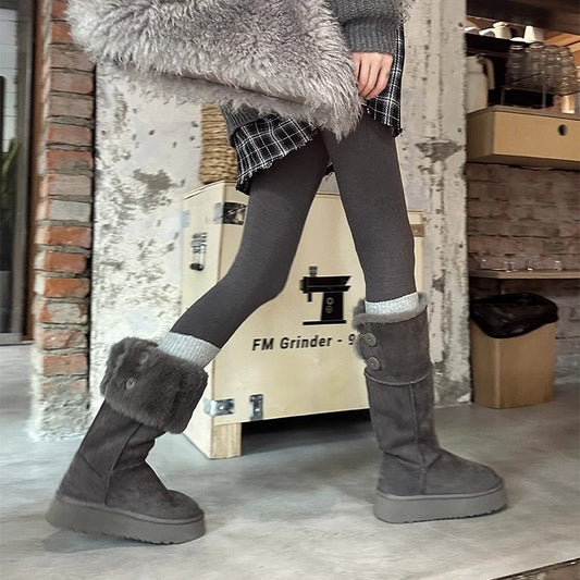 Knee-high Female Winter Platform Fleece-lined Thicker Snow Boots