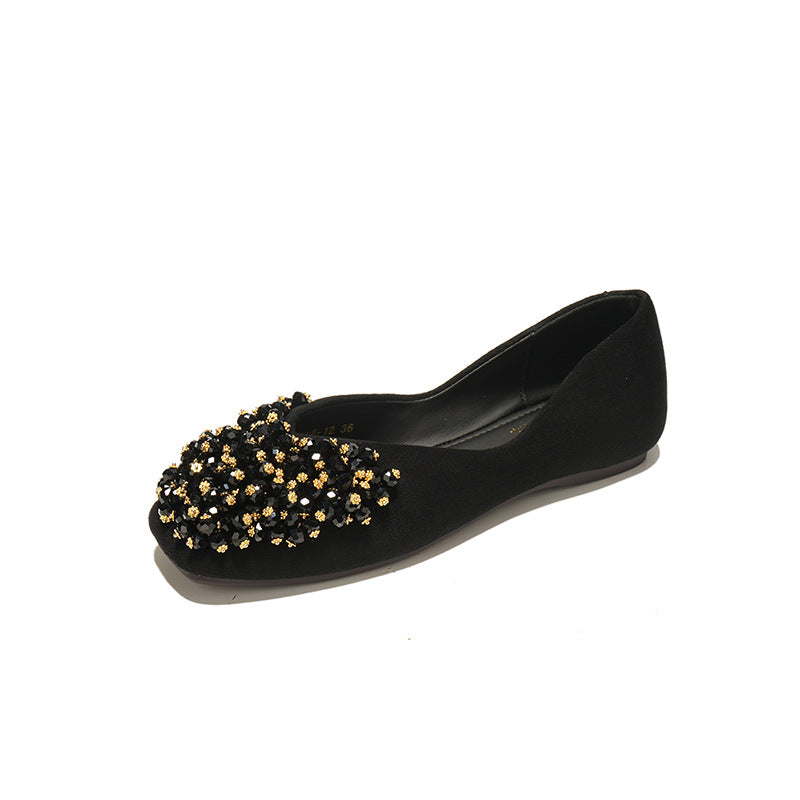 Women's Fleece-lined Square Toe Suede Pumps Temperament Entry Lux Height Women's Shoes
