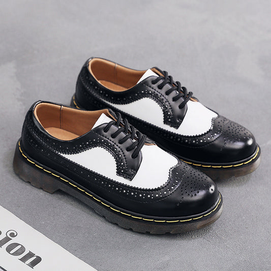 Women's & Men's Martin Low-cut Hole Genuine Brogue Round Head Casual Shoes
