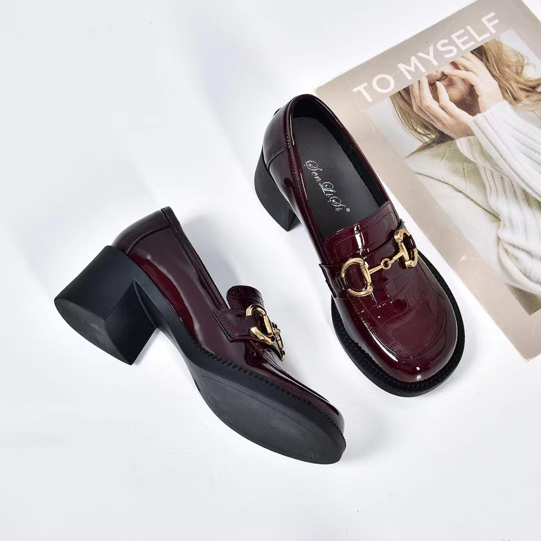 Women's Round Head British Style One Pedal Casual Shoes