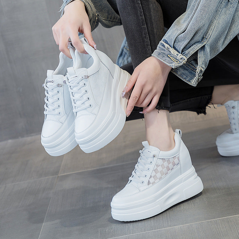 Women's Hidden Platform Korean Fashionable Popcorn White Heels