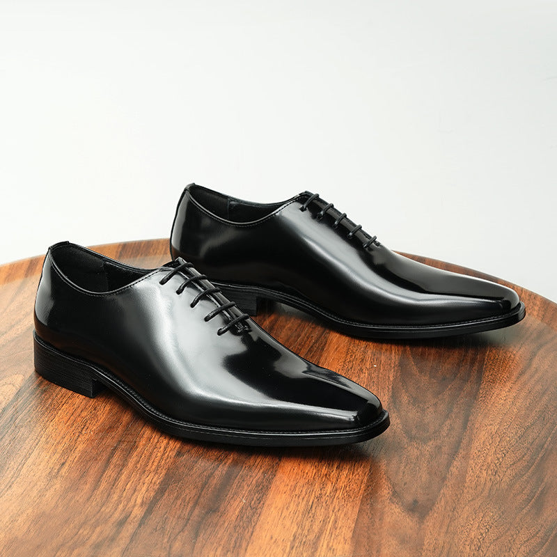 Men's Business Formal Wear One-piece Oxford British Square Leather Shoes