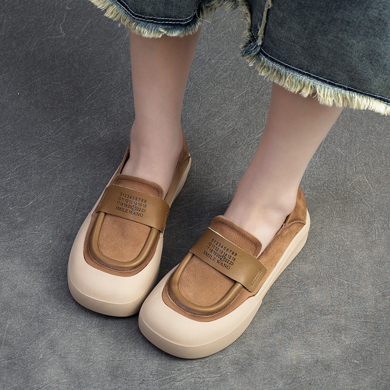 Women's Round Head Thick Bottom Slip-on Retro Casual Shoes