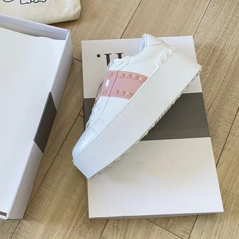 Women's Original Rivet Platform White Short Music Genuine Casual Shoes