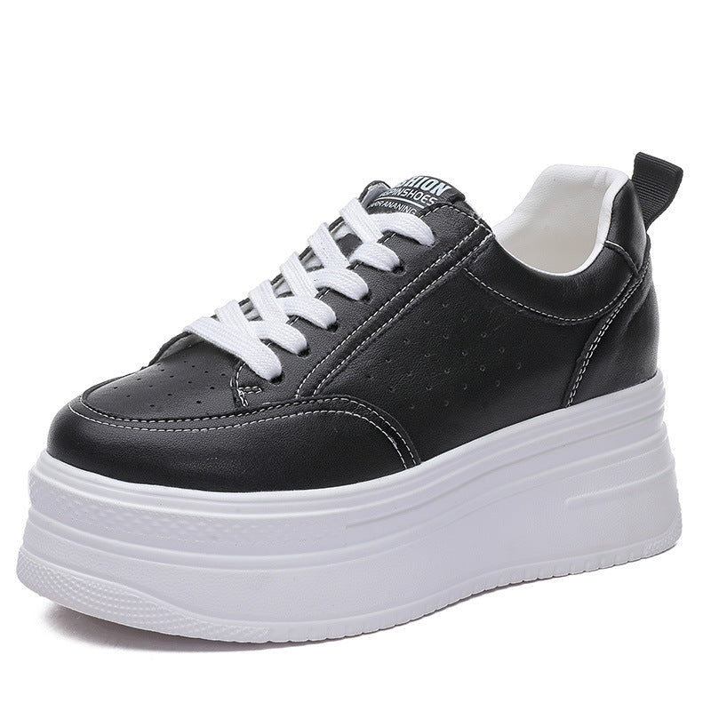 Women's Thick Bottom Inner Height Increase Punching Breathable Casual Shoes
