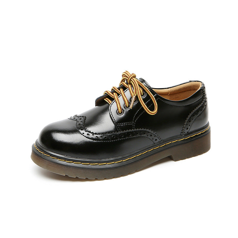 Power College Style Summer Round Toe Flat Leather Shoes