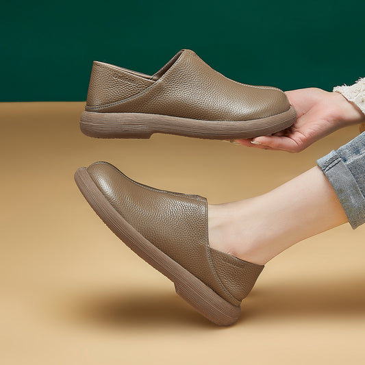 Women's British Style Retro Deep Mouth Slip-on Casual Shoes