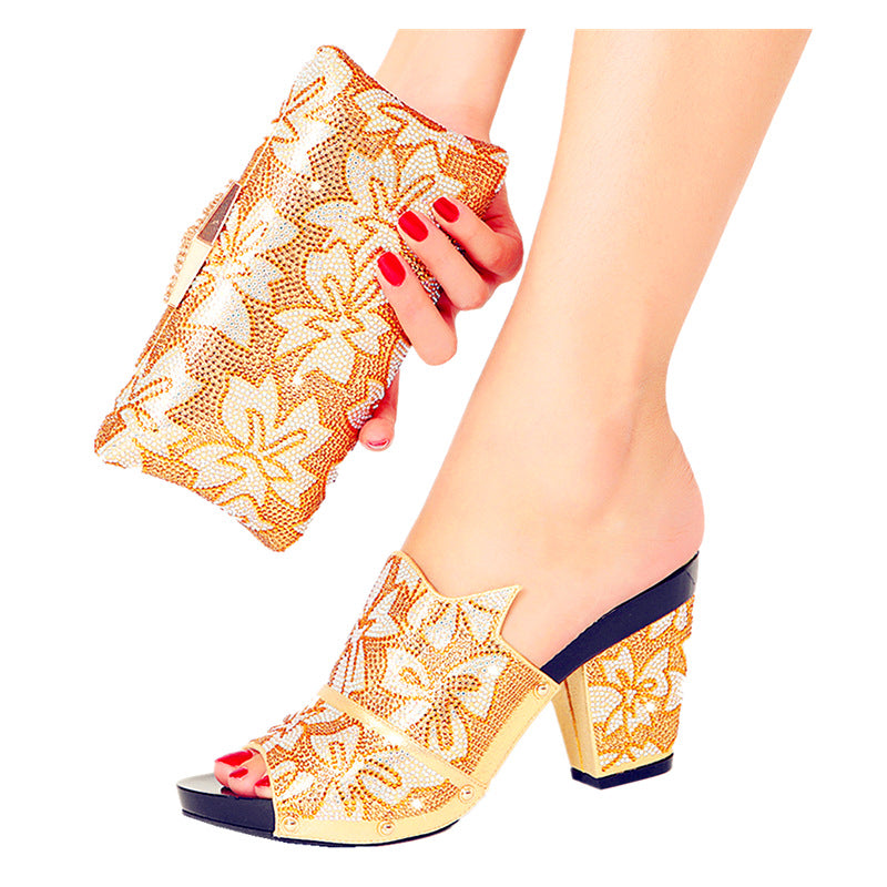 Rhinestone Bag Two-piece Suit Shiny To Size Wedding Heels
