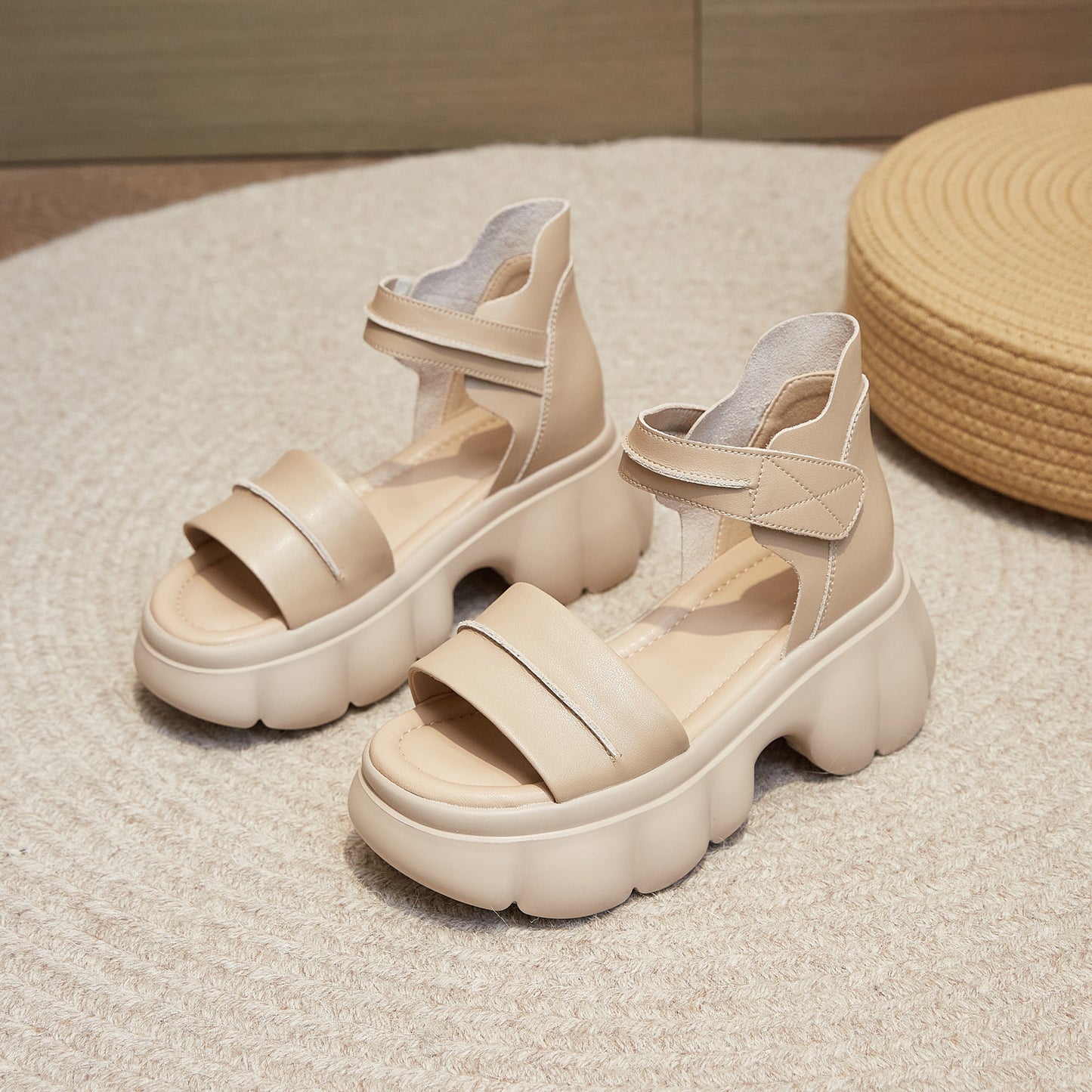 Women's Roman Summer Retro Velcro Platform Muffin Outer Sandals