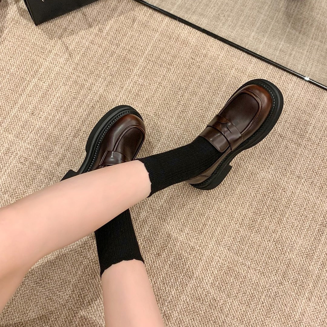 Women's Style Retro Rub Colored Thick Bottom Loafers