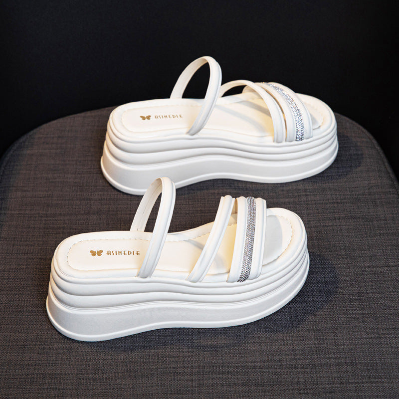 Women's Platform Summer Wear High-grade Fashionable Muffin Slippers