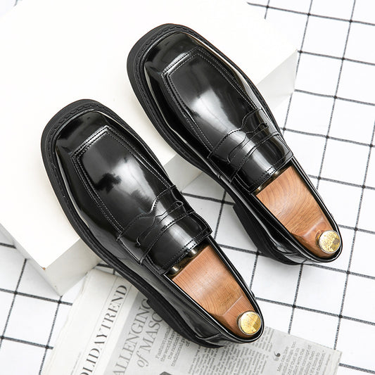 Men's Plus Size Square Toe Patent Glossy Leather Shoes