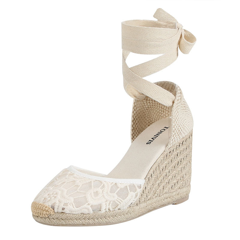 Women's Strap Retro Cotton Height Increasing Creative Sandals