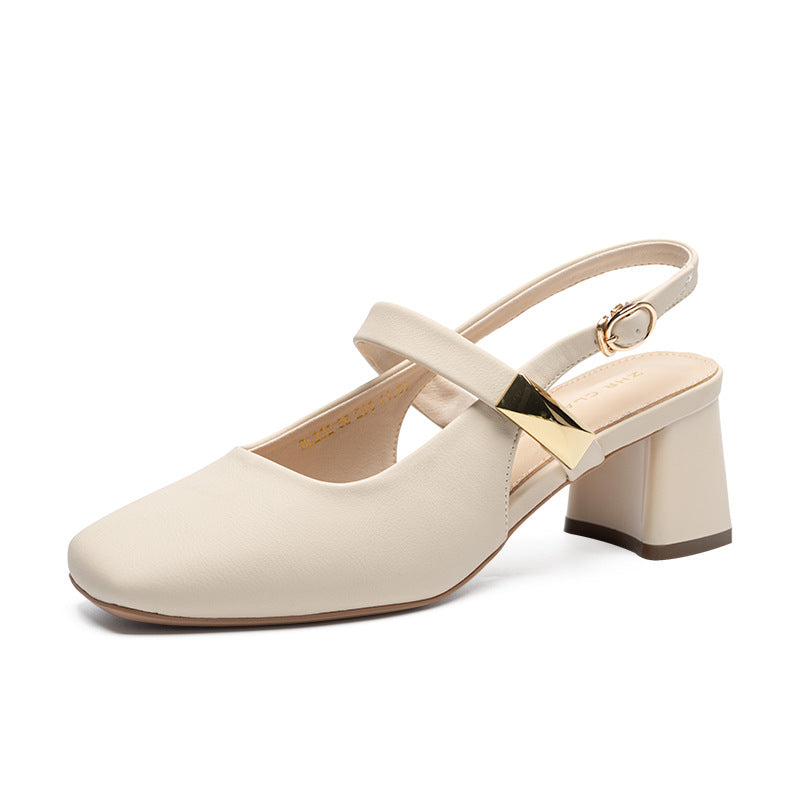 Closed Toe Fashion Low-cut Single Commuter Heels
