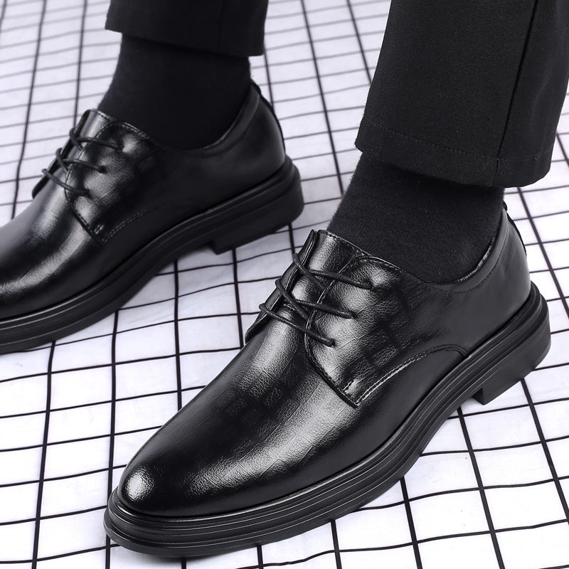 Men's Increasing Insole Soft Bottom Trendy British Leather Shoes