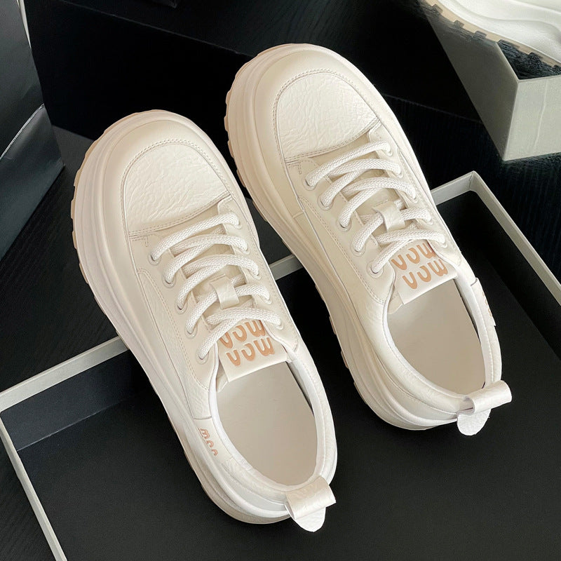 Women's Platform White Spring Height Increasing Muffin Sneakers