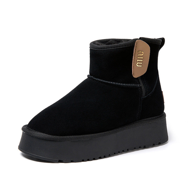 Women's Genuine Height Increasing Insole High Small Snow Boots
