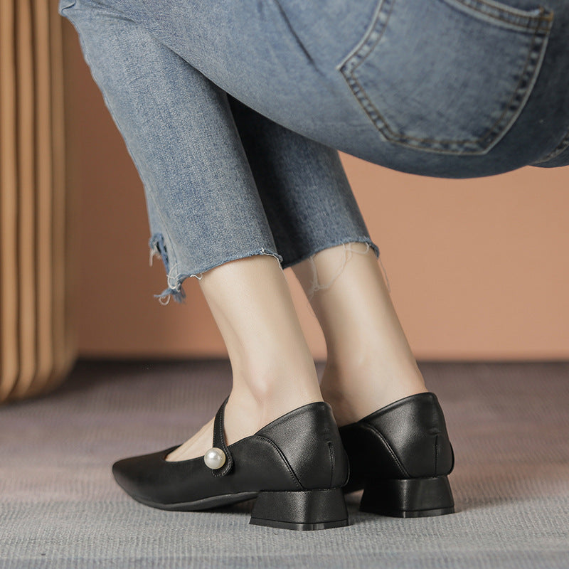 Women's Professional British Style Spring Genuine Pointed Casual Shoes