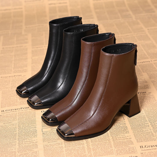 Women's High Short Female Chunky Genuine Soft Boots