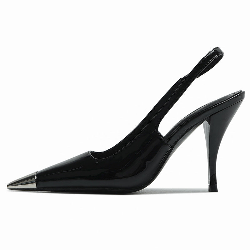 Pu With Sexy Female Black Square Toe Heels