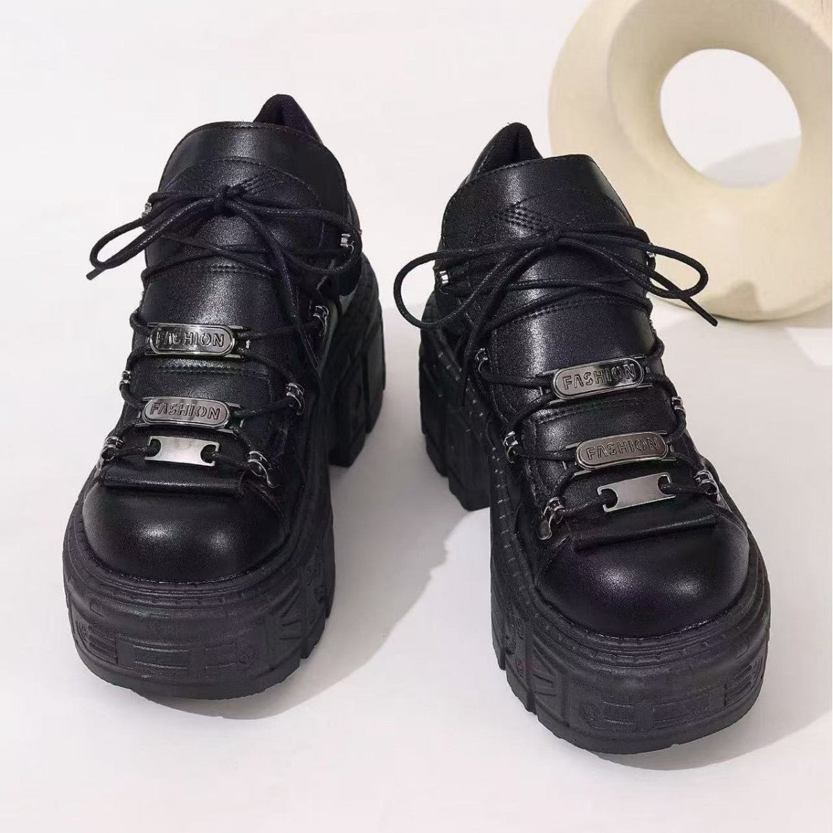 Women's Chic Black Dad Platform Heavy Metal Slippers