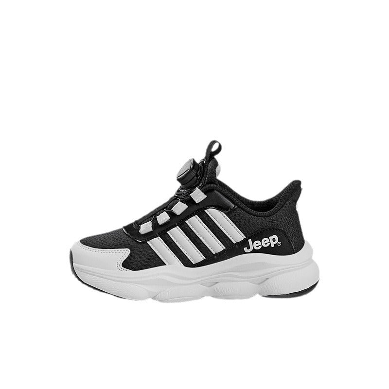 Children's White Campus Light Bottom Breathable Mesh Rotating Kid's Sneakers