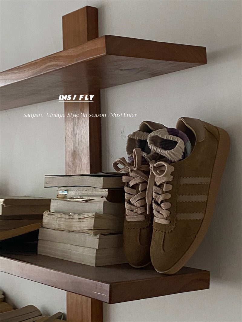Women's German Training Large Collection Three Bars Cowhide Stitching Leisure Casual Shoes