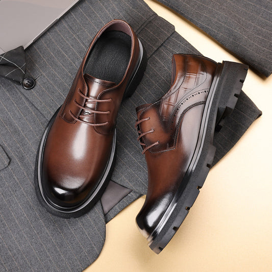 Men's Commuter Thick-soled First Layer Cowhide High-grade Leather Shoes